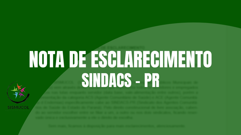 NOTA DE ESCLARECIMENTO - SINDACS PR